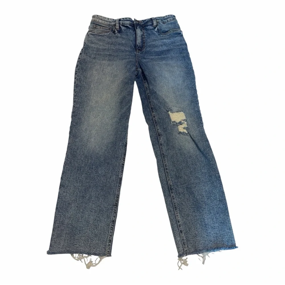 KUT from the Kloth Rachel Fab Ab Distressed Mom Jeans Size 10 High Rise Crop